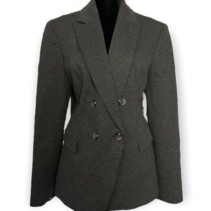 Jones New York Charcoal Gray Blazer Stretch Womens Double Breasted Size 10 Work